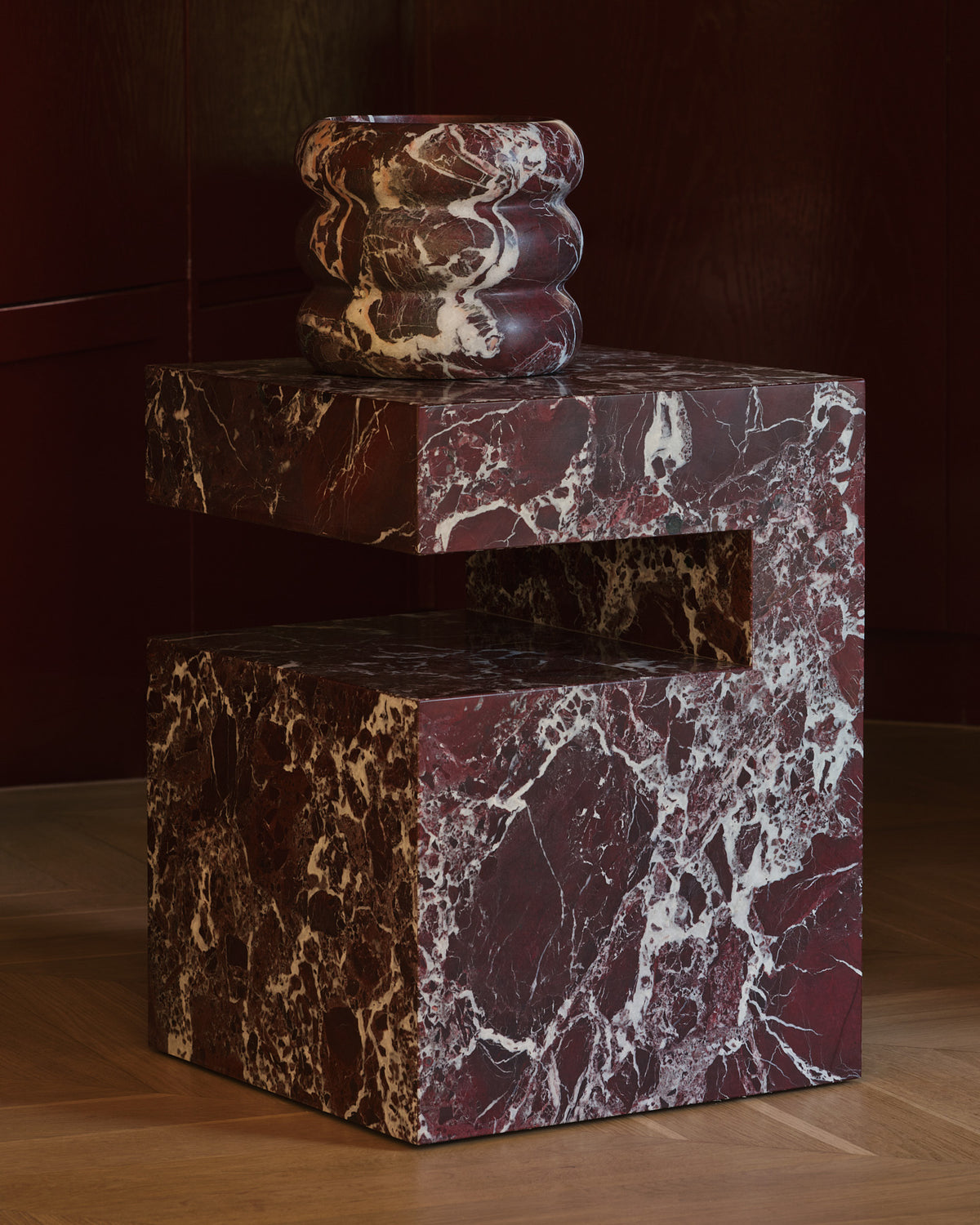 Rosa levanto marble side table