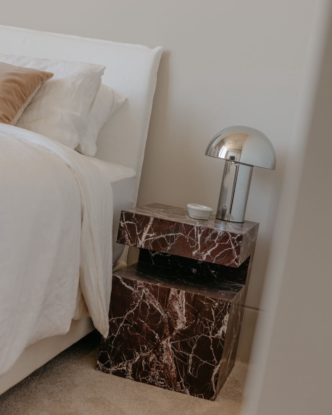 Rosa levanto marble bedside table