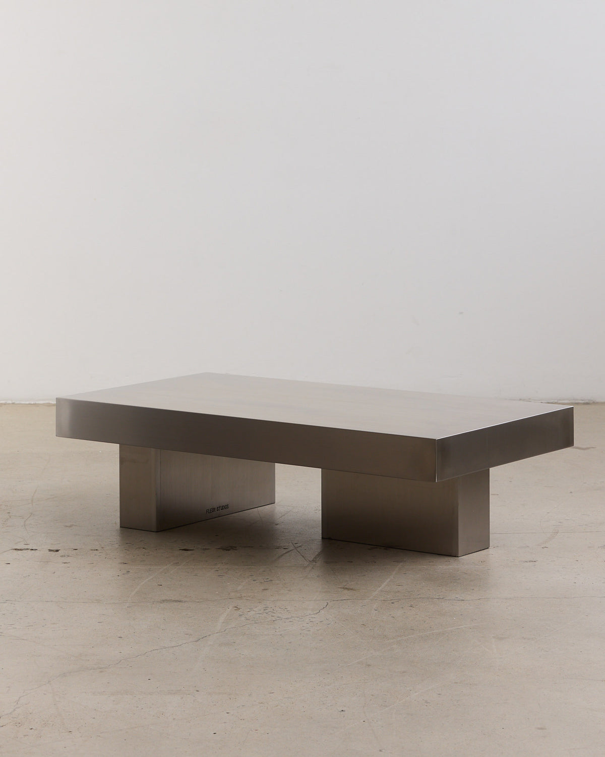 Modern stainless steel coffee table.