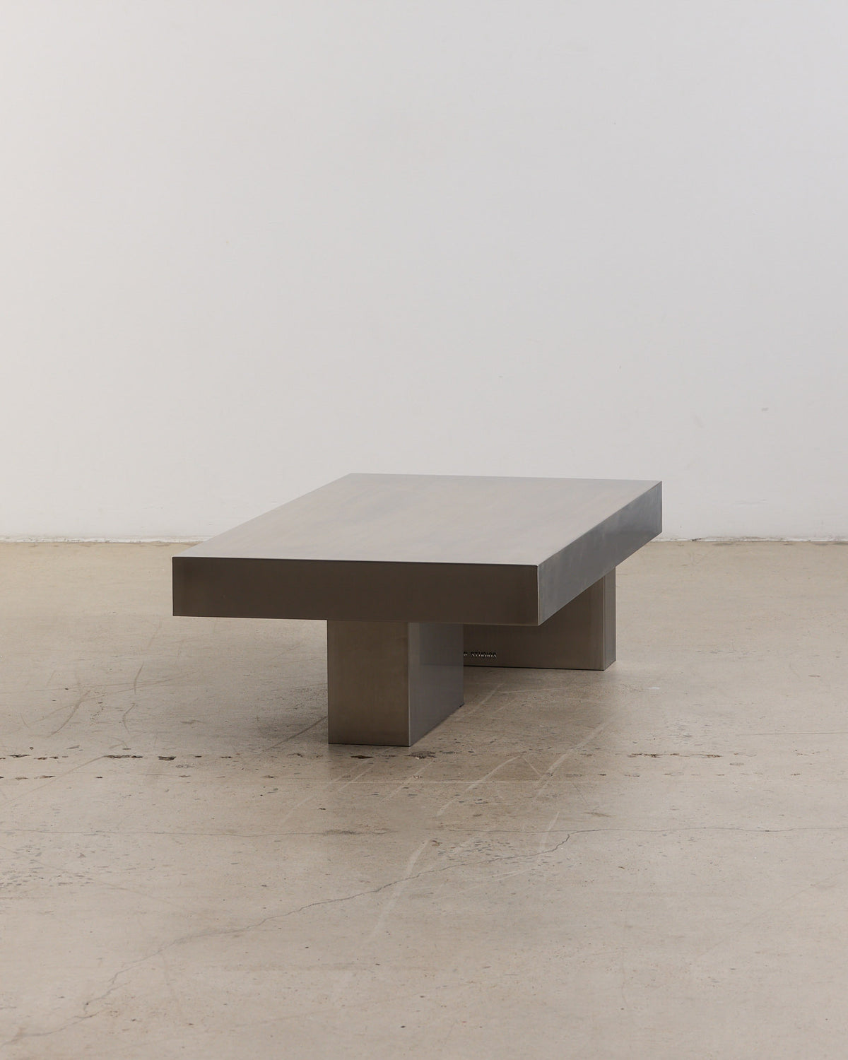 Modern stainless steel coffee table.