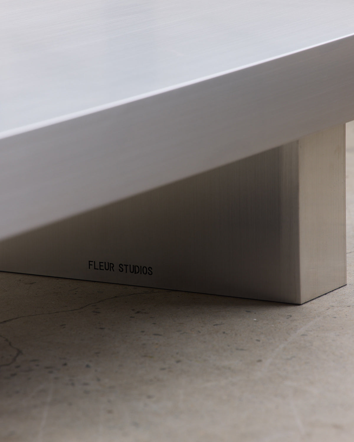 Close up detailing of Fleur Studios stainless steel.