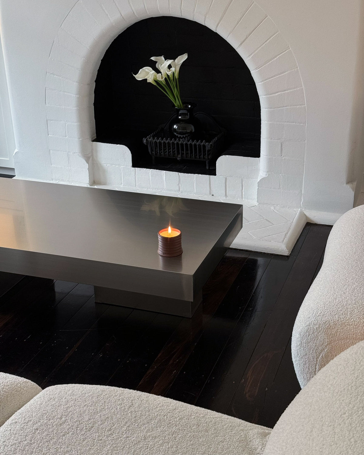 Modern stainless steel coffee table.
