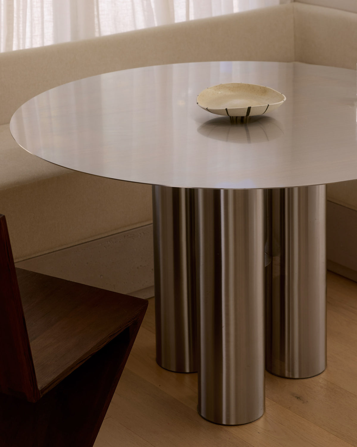 Stainless steel dining table styled