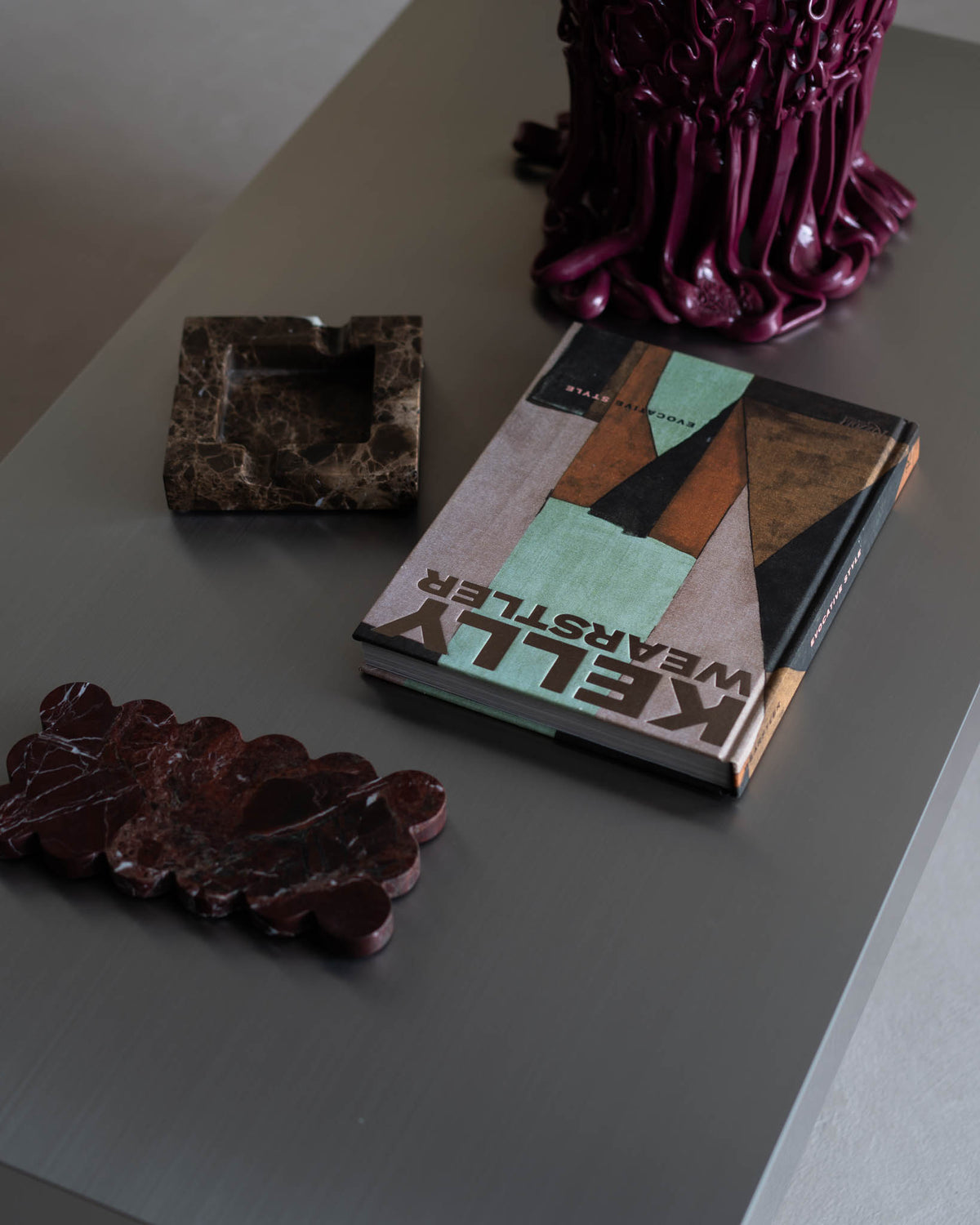 Decorative marble plate styled on a coffee table