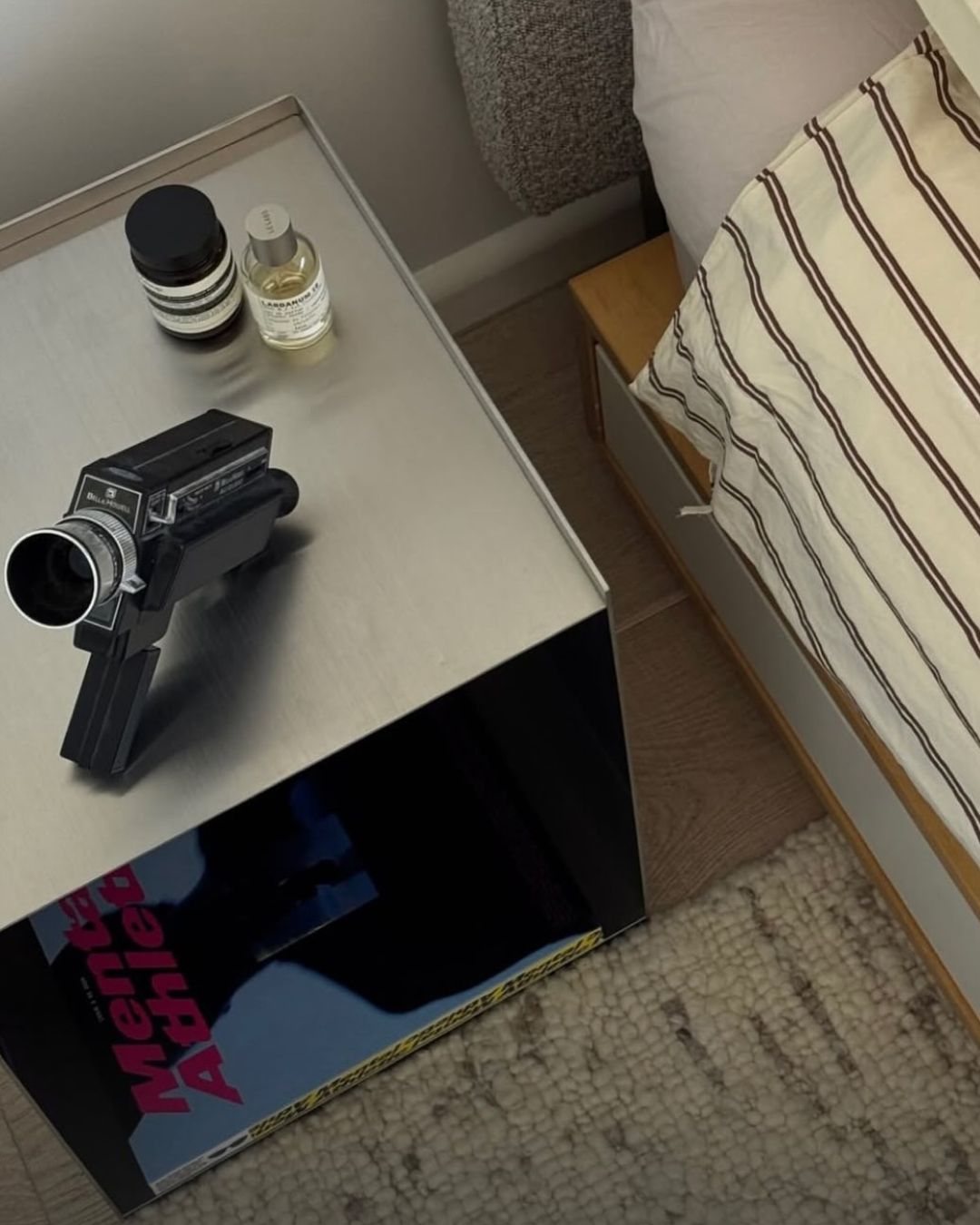 Stainless steel bedside table styled