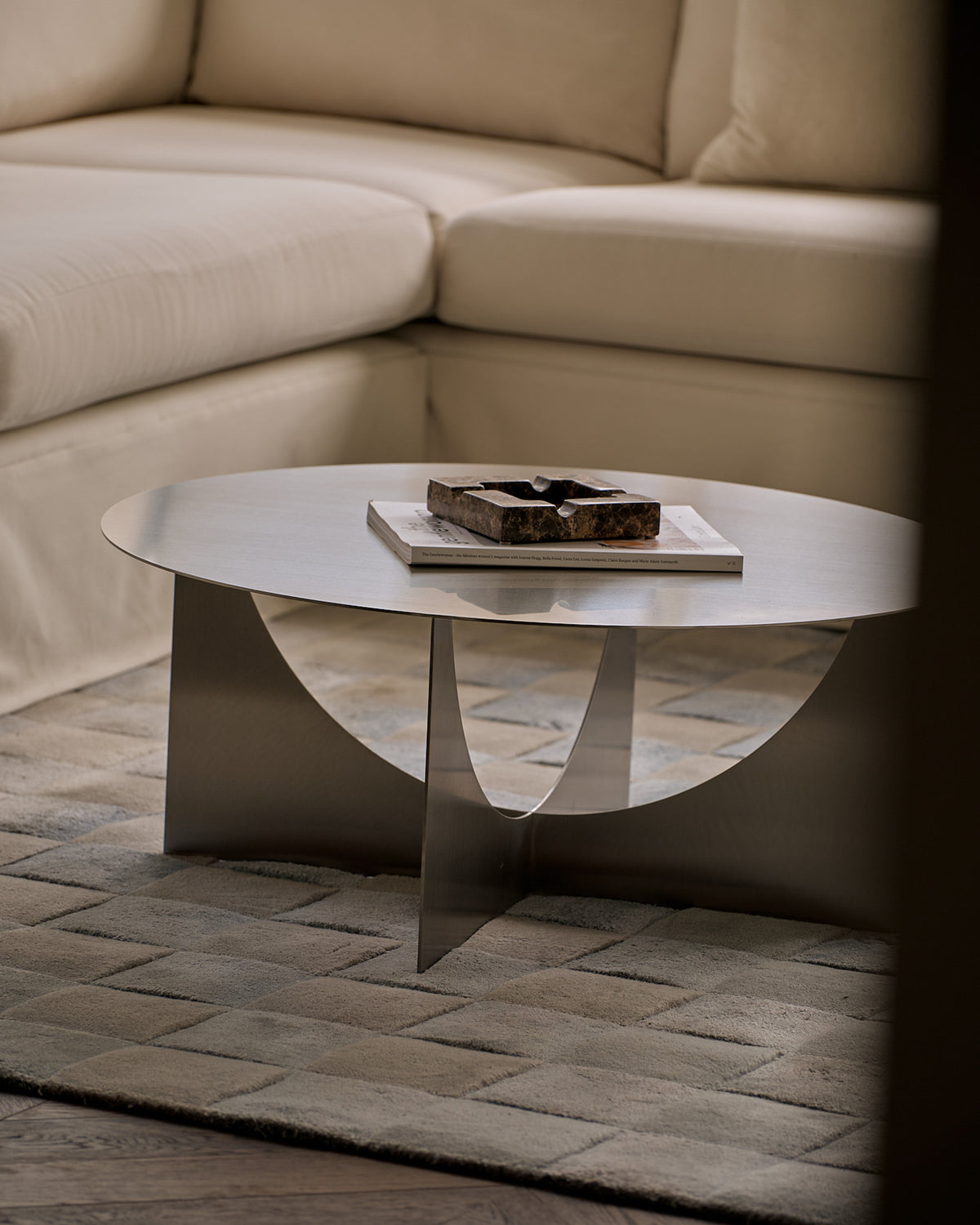 Stainless steel coffee table styled.
