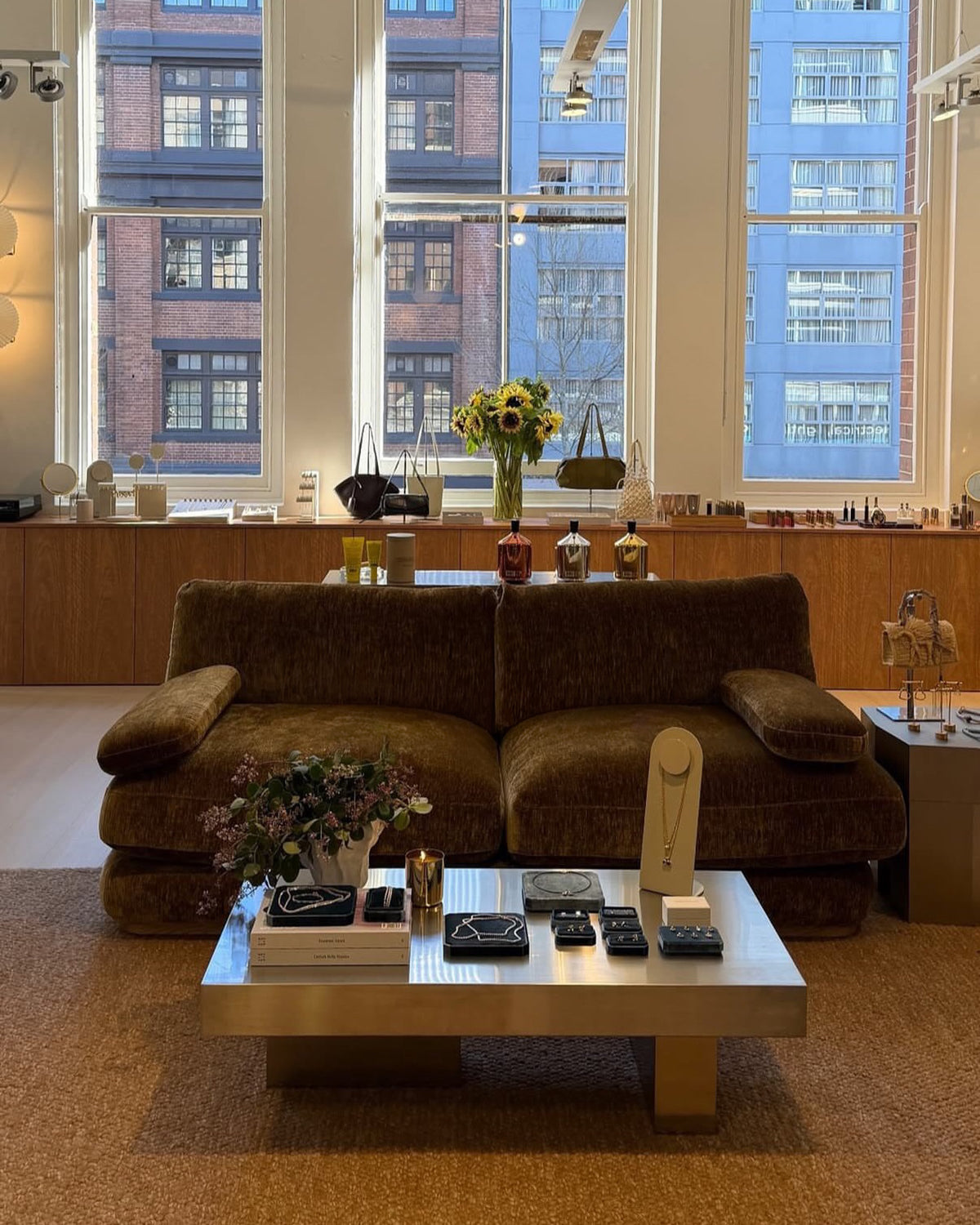 Boutique styled with a stainless steel coffee table