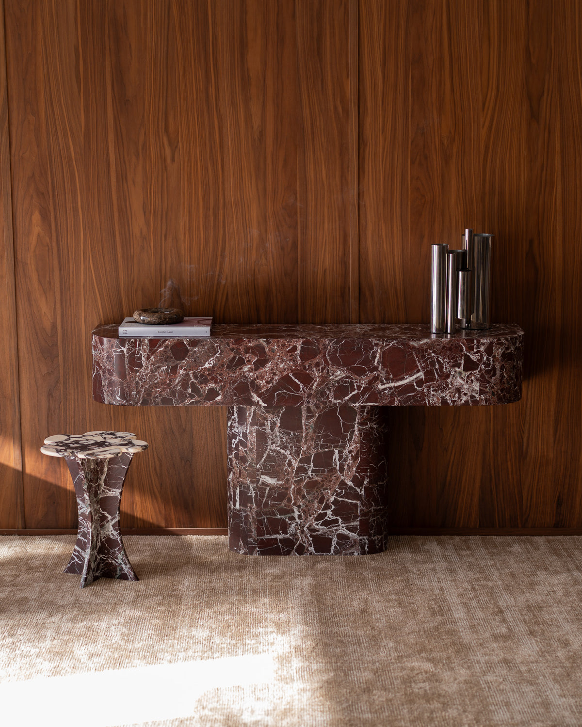 Rosa levanto marble console table and side table