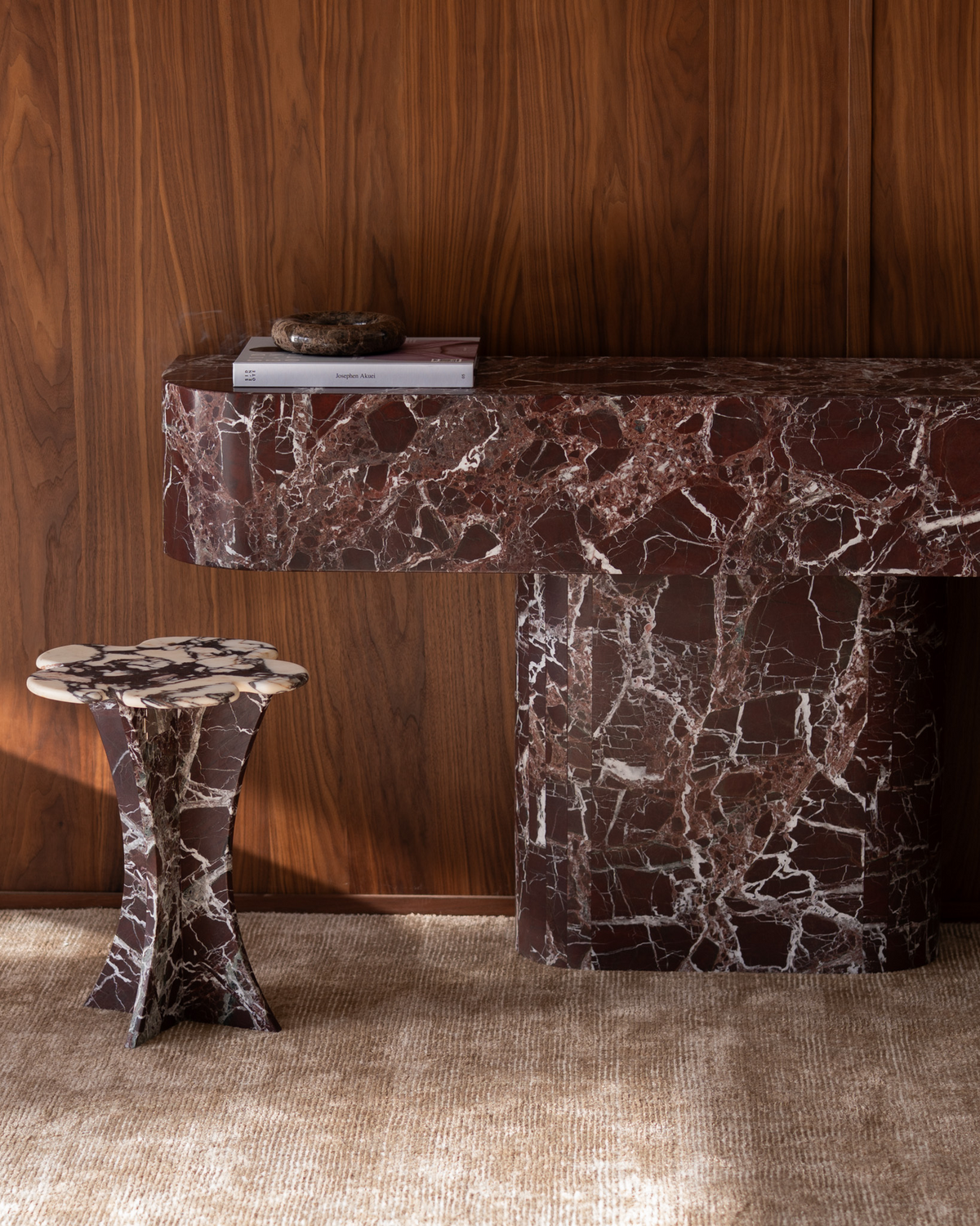 Rosa levanto marble console table and side table