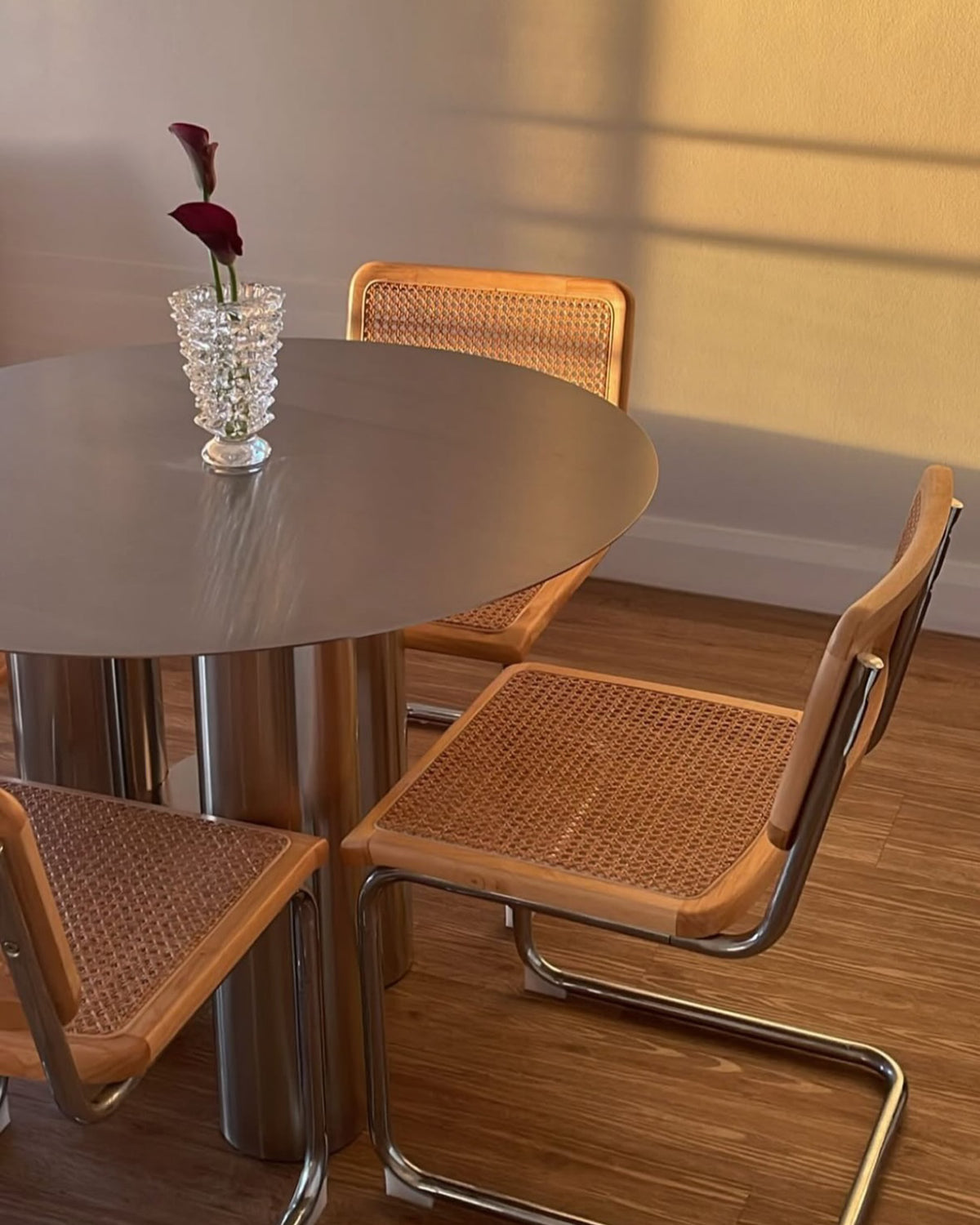 Stainless steel dining table styled