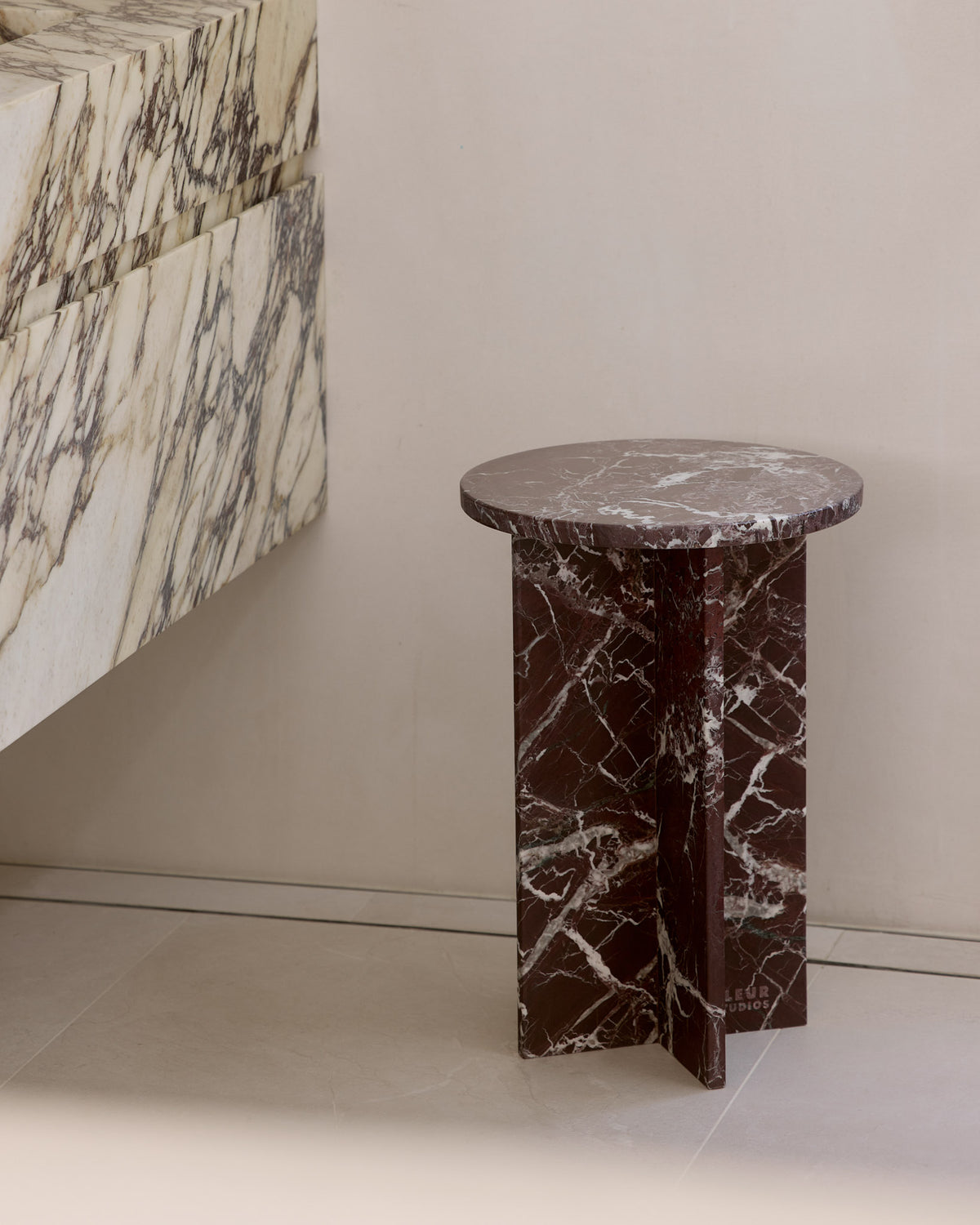 Rosa levanto marble side table