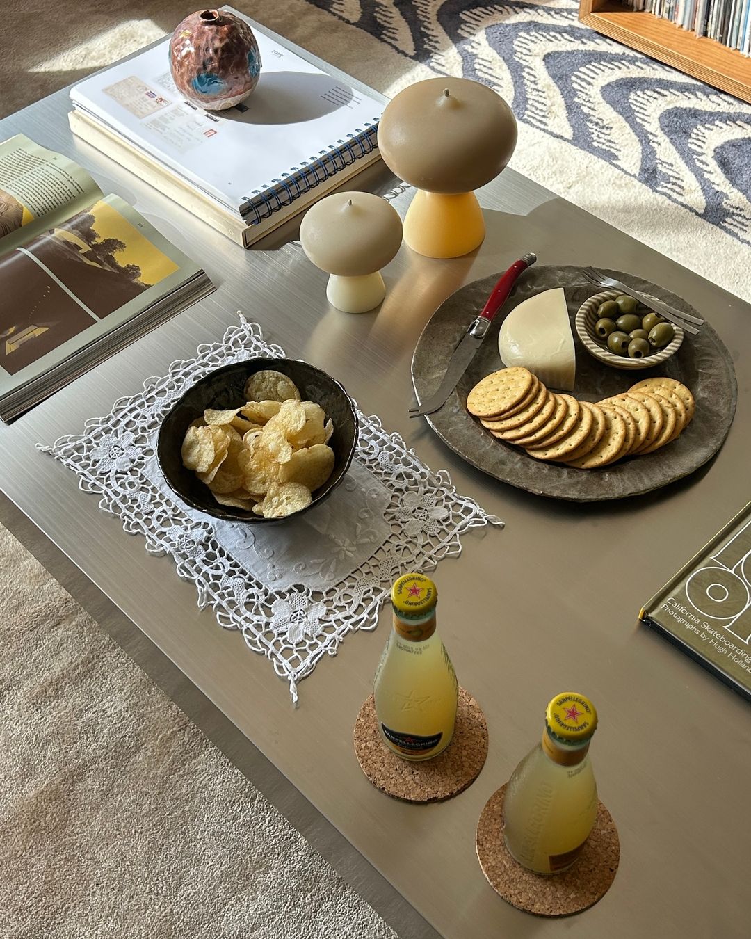 Stainless steel coffee table styled