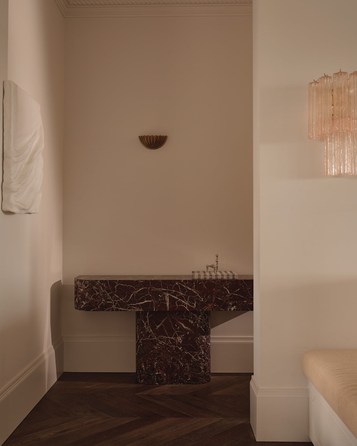 Rosa levanto marble console table