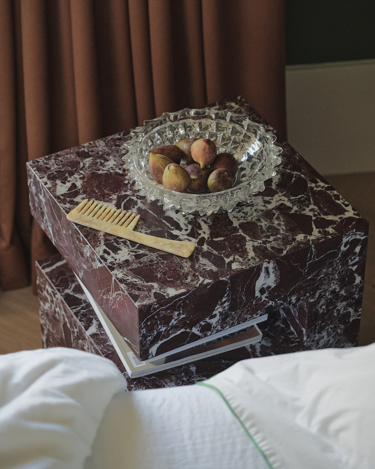 Rosa levanto marble bedside table