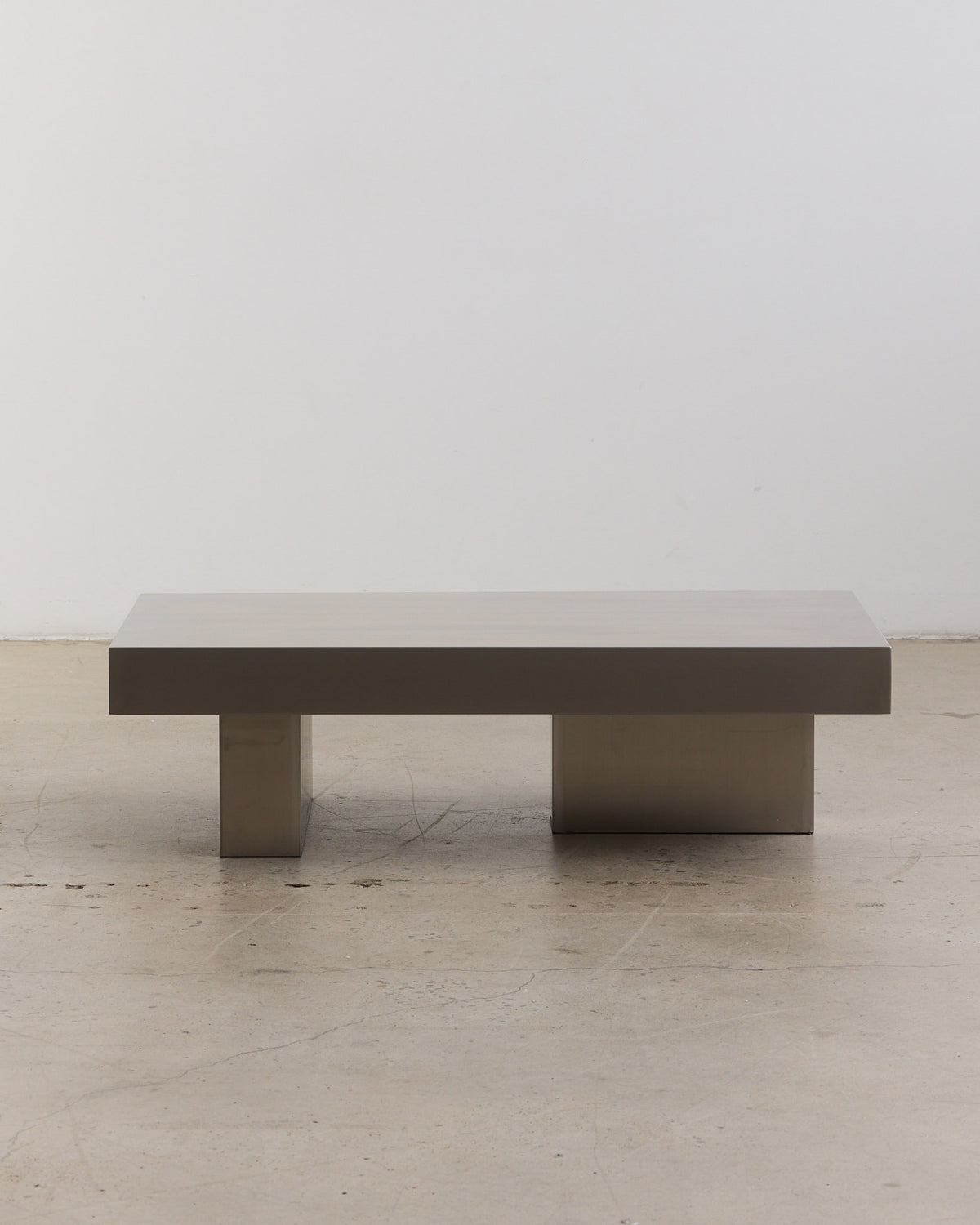 Modern stainless steel coffee table.