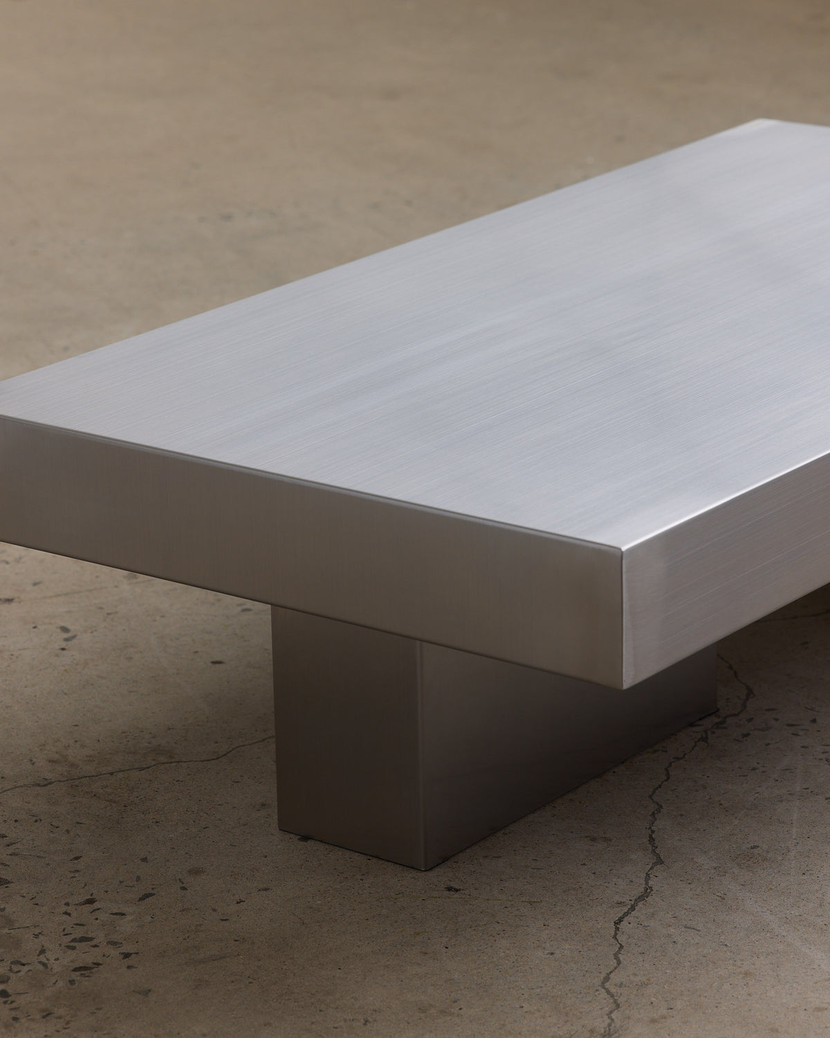 Modern stainless steel coffee table.