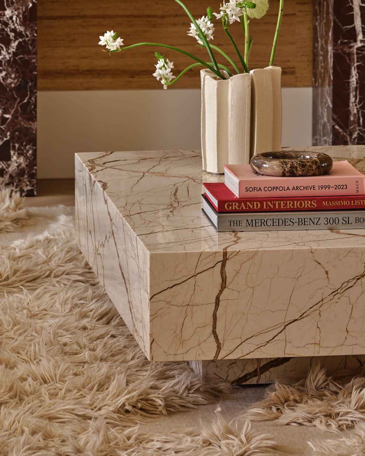 Honeycomb marble coffee table
