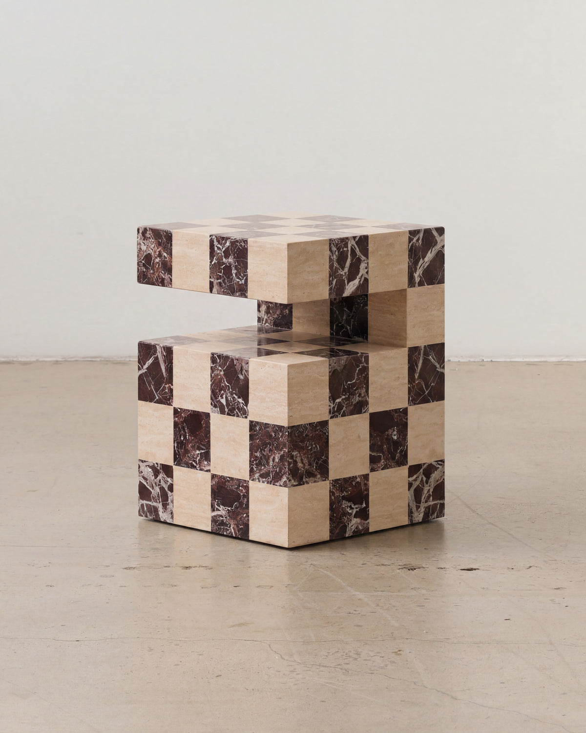 Marble checkerboard side table