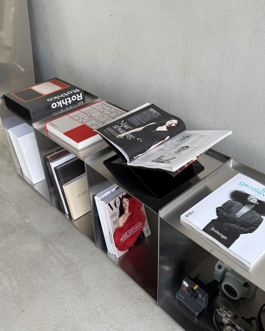 Stainless steel tables styled