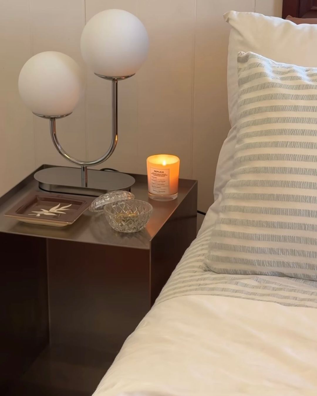 Stainless steel bedside table styled