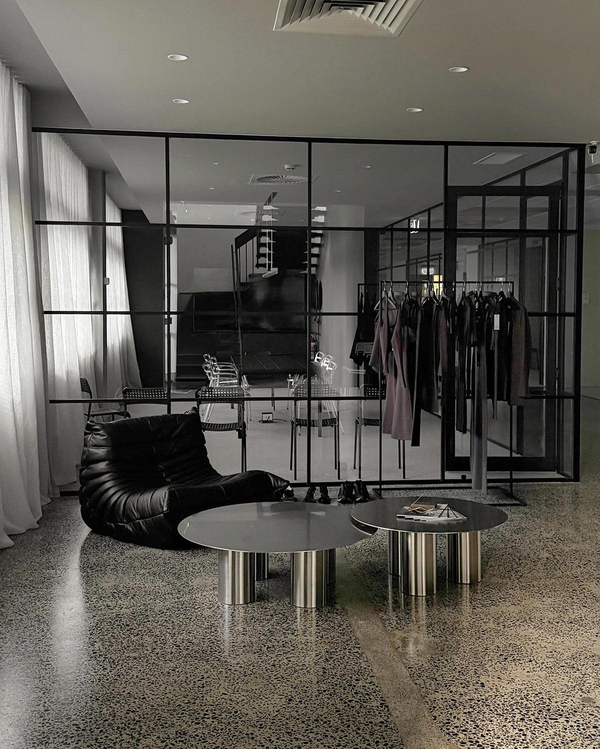 Boutique styled with stainless steel coffee tables