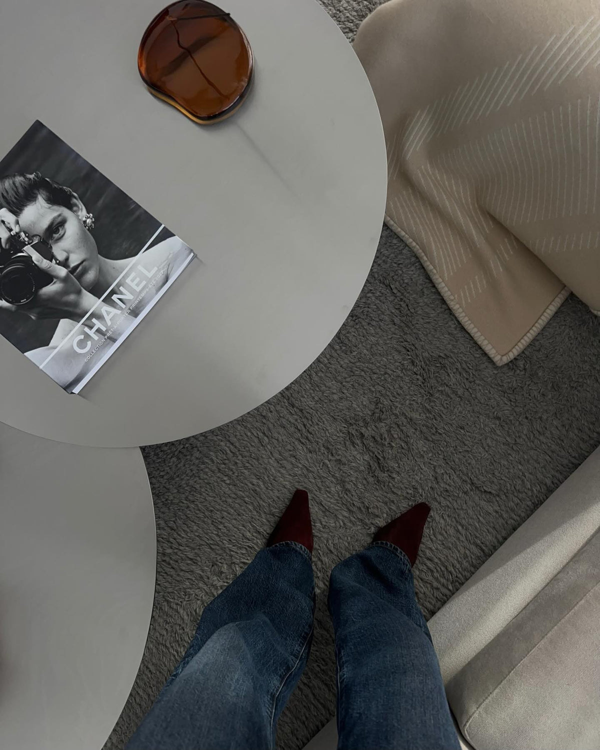 Round stainless steel coffee tables