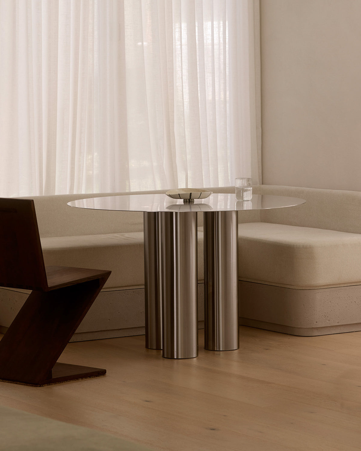 Stainless steel dining table styled