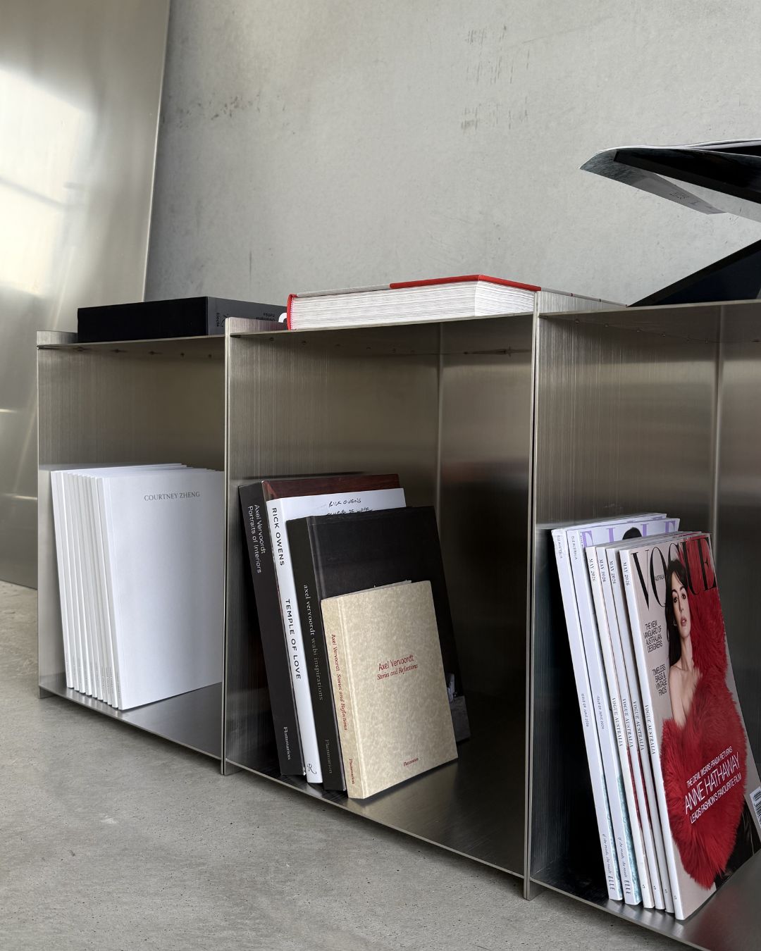 Stainless steel side tables styled