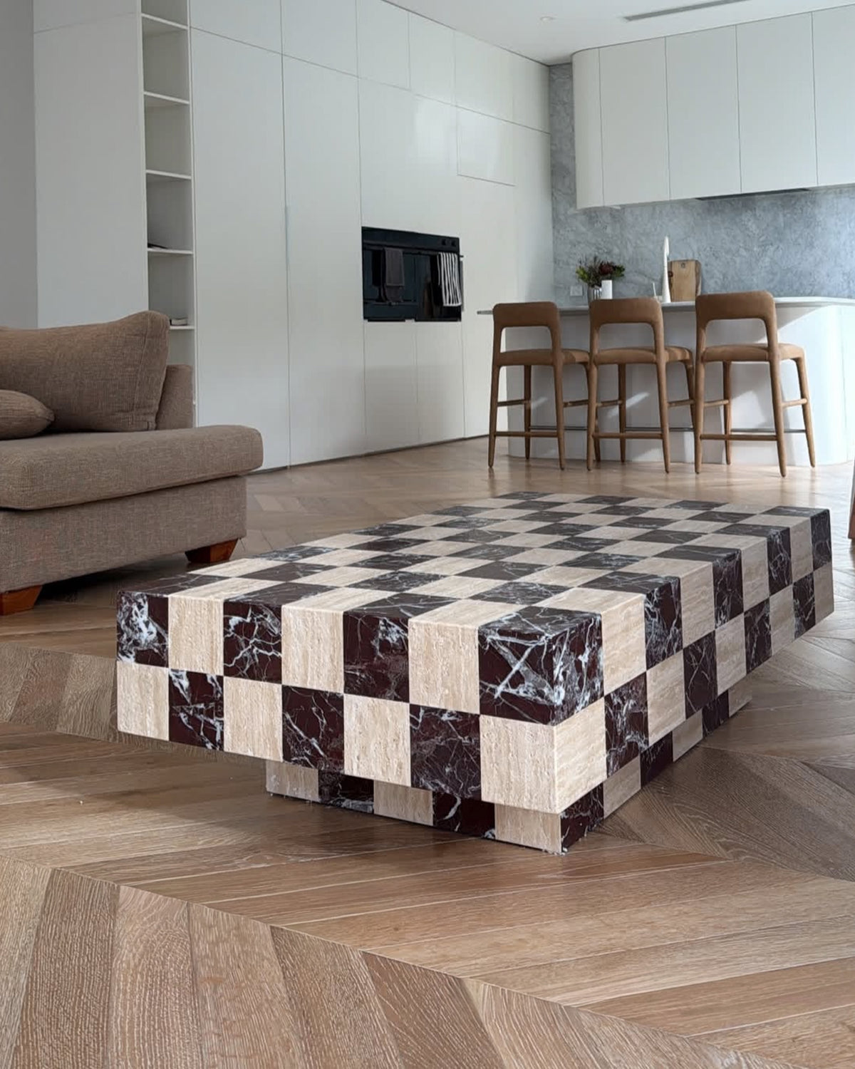 Checkered marble coffee table
