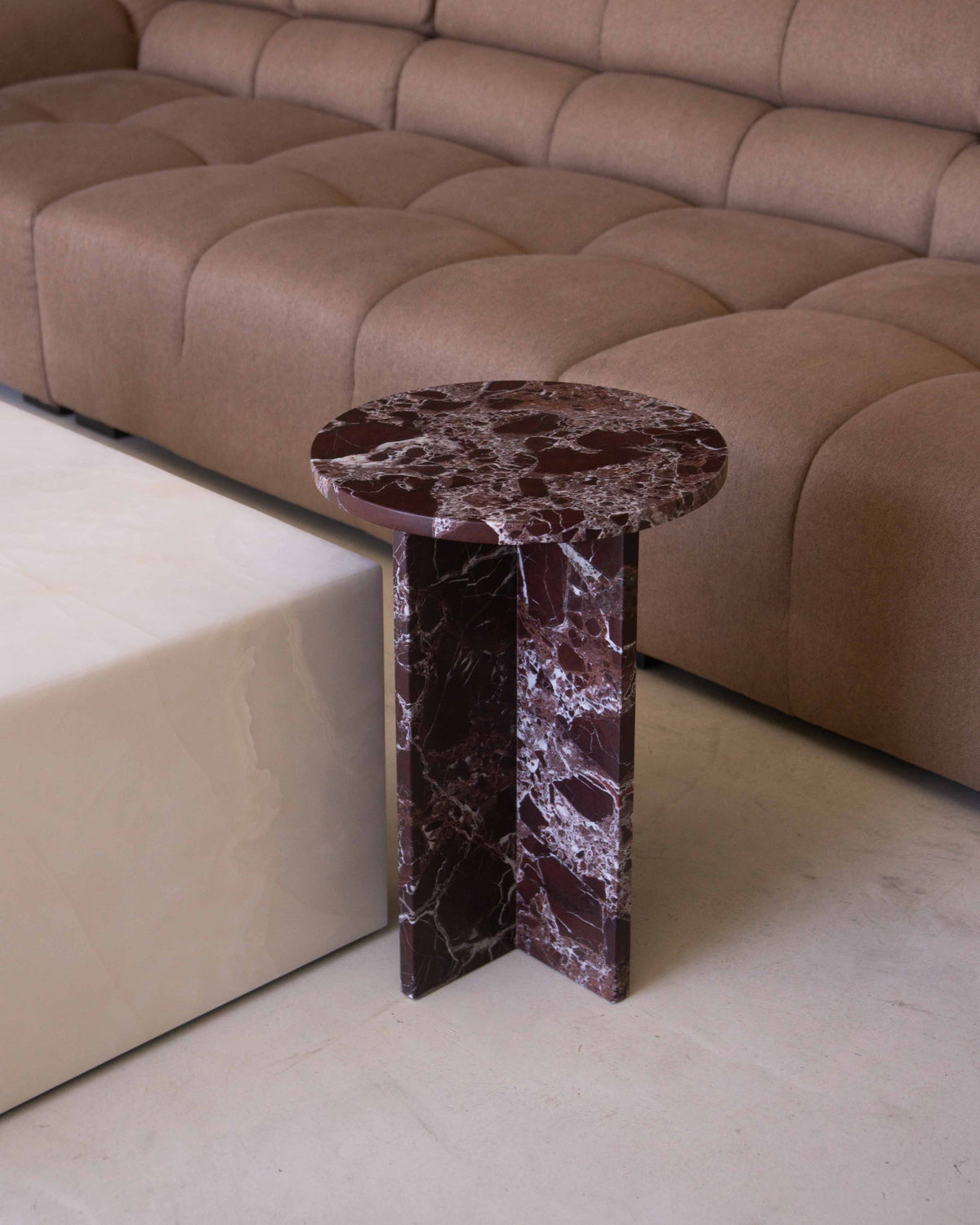 Rosa levanto marble side table
