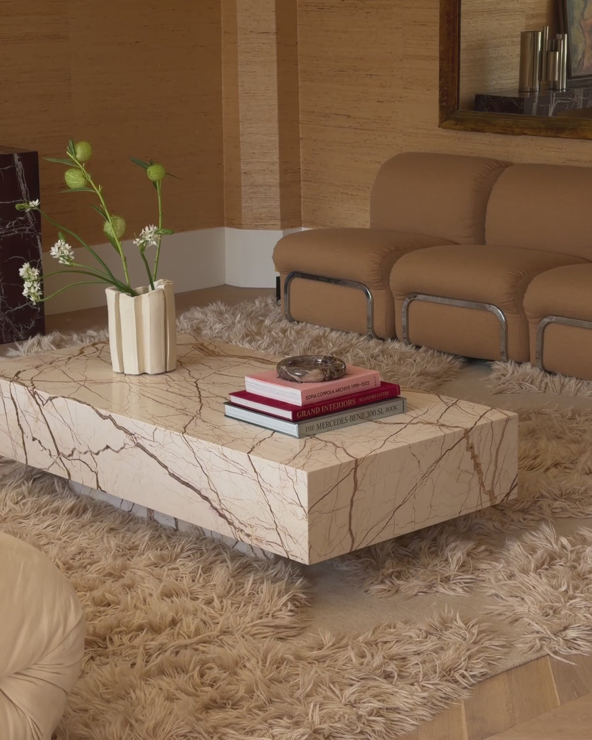 Honeycomb marble coffee table