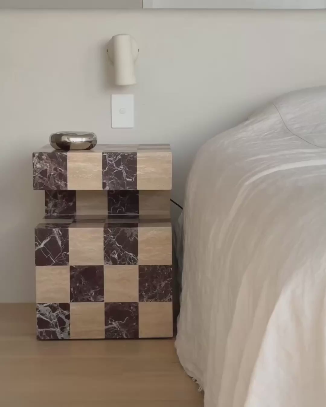 Marble checkerboard side table