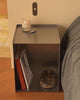 Stainless steel bedside table.