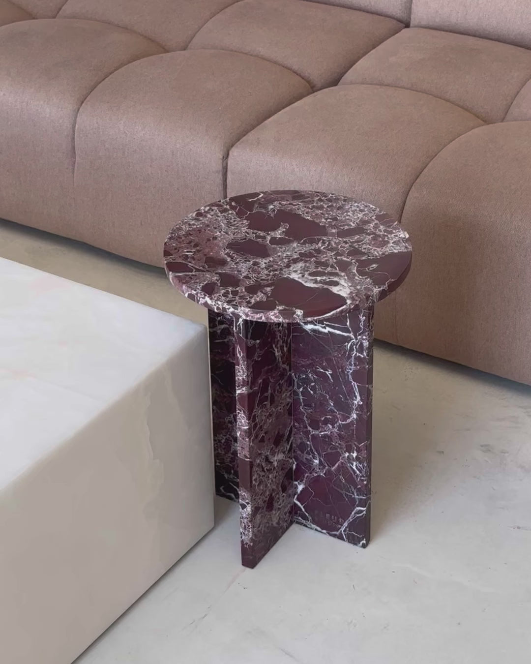 Rosa levanto marble side table